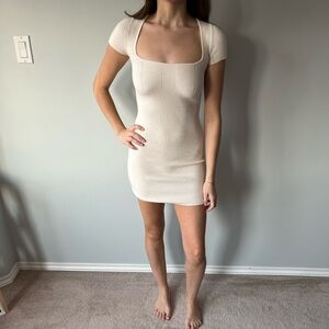 Babaton Ivory Ribbed Top